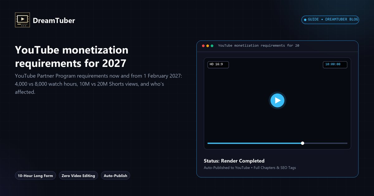 YouTube monetization requirements for 2027